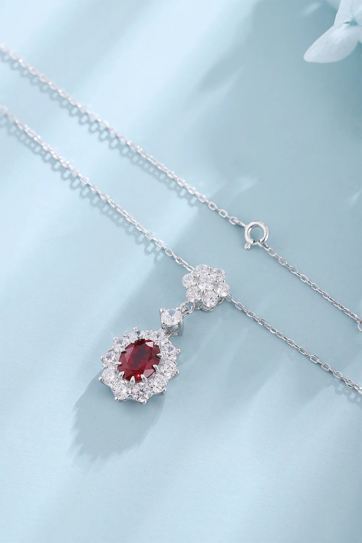 Gemfiori Custom Women Fine Jewelry Simple Lab Grown Ruby Diamond GIA IGI Certified Necklace