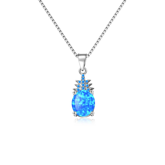 TikTok INS Wind Hawaii Beach Explosion Brass Opal Pineapple Pendant Necklace Cute Style Children's Wholesale Inlaid Charms