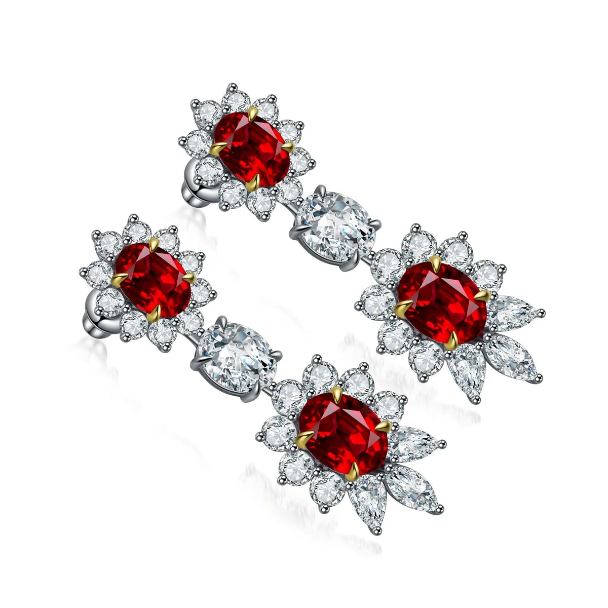 Gemfiori Anster High Quality S925 Lab Grown Ruby Earring Stud Dainty Gemstone Stud Earrings for Women Daily Wear Gift