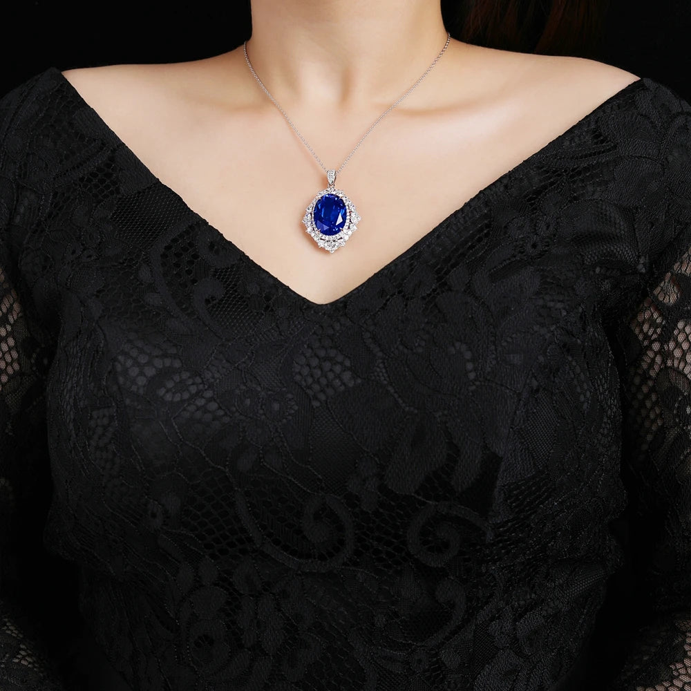 MUSHAN Women's S925 Sterling Silver Pendant Necklace Electroplated White Gold Luxury High-End Wedding Anniversary Parties