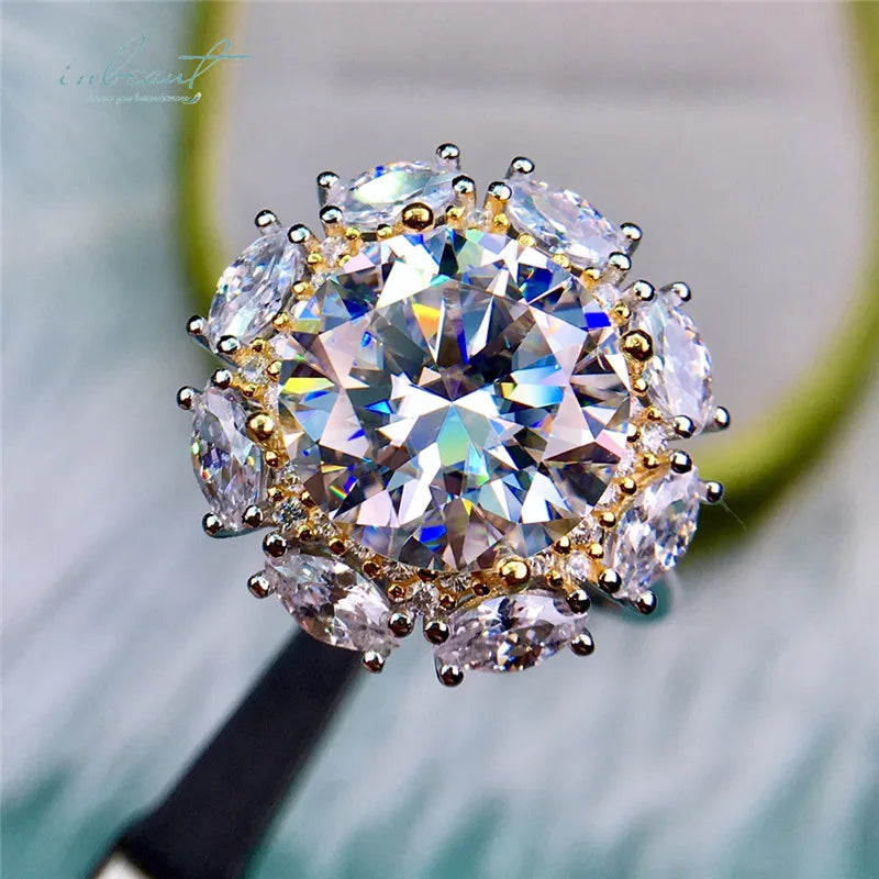 S&S D Colour Moissanite 925 Silver Flower Jewellery Set | Ring & Pendant Necklace | 5ct or 10ct | S&S Collection