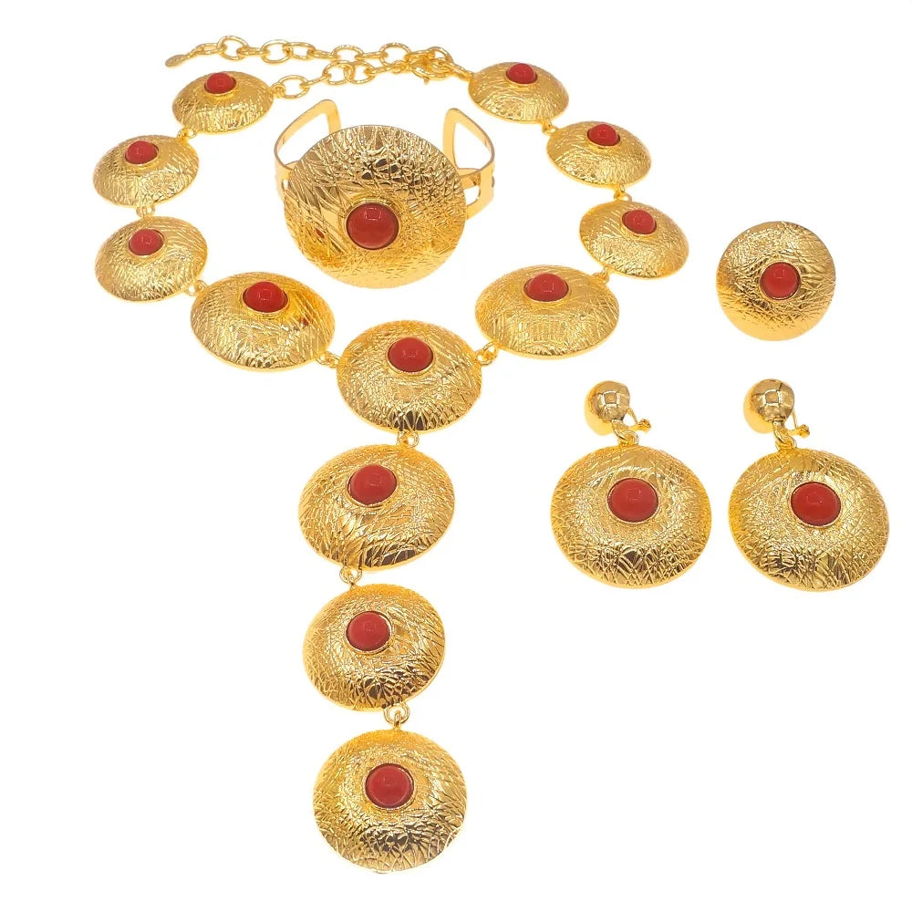 Zhuerrui Italian Gold Plated Jewelry Sets High Quality Brazilian Gold Jewelry Set Necklace Bracelet Chain Jewelry Set H00509