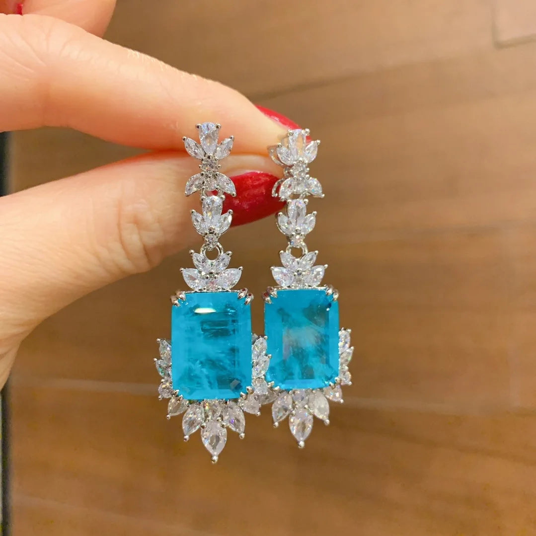 S&S Blue Zircon Flower Jewellery Set – Pendant, Ring & Ear Studs | Collection