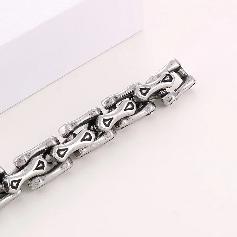 REBEL Trendy Fine Jewelry Fashion Bracelets Stainless Steel Skull Mens Links Bracelet