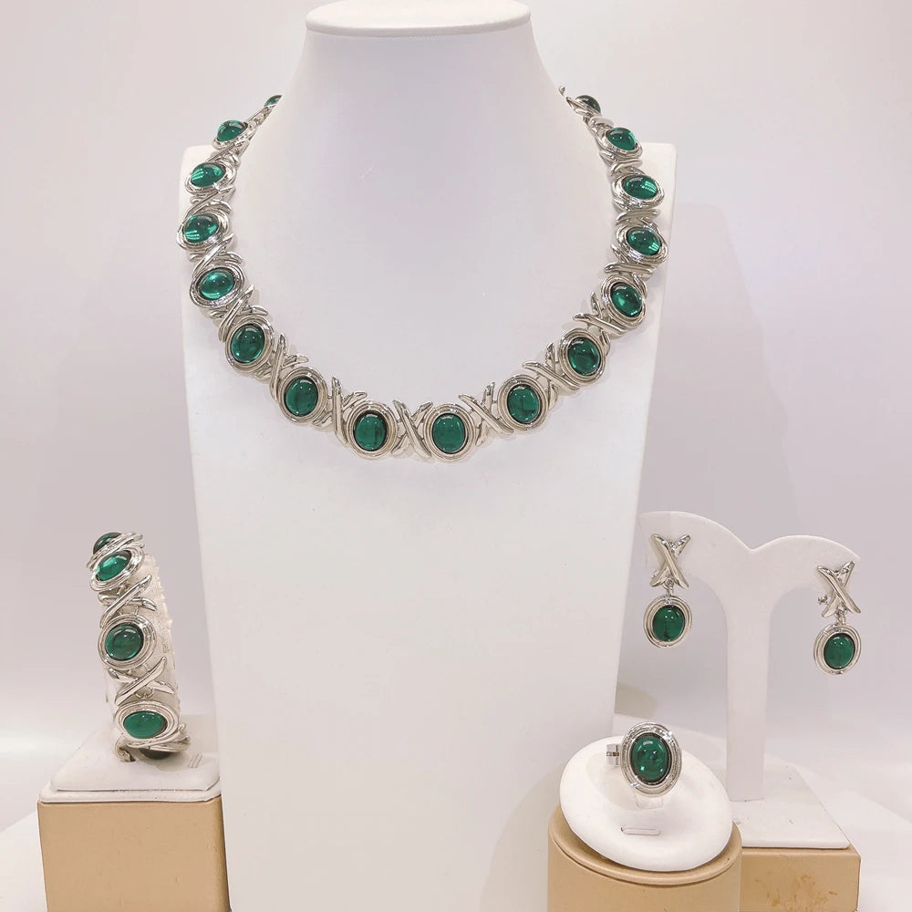 Zhuerrui Nigerian 18k Gold Plated Jewelry Set Brazil Gold Designer Wedding Jewellery Set X0306