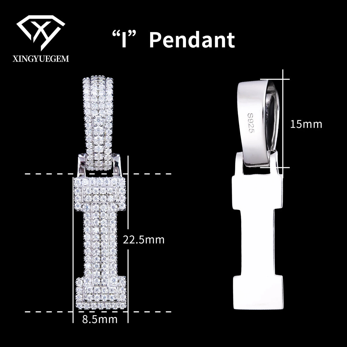 ArtistA Custom Hip Hop Fine Jewelry 925 Sterling Silver White Gold Plated GRA Certified Brilliant Cut Moissanite Pendant