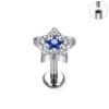 ASTM F136 Titanium Helix Earring Labret 16G Star Shape CZ Paved Internal Thread Punk Style Nose Studs Piercing Jewelry Wholesale
