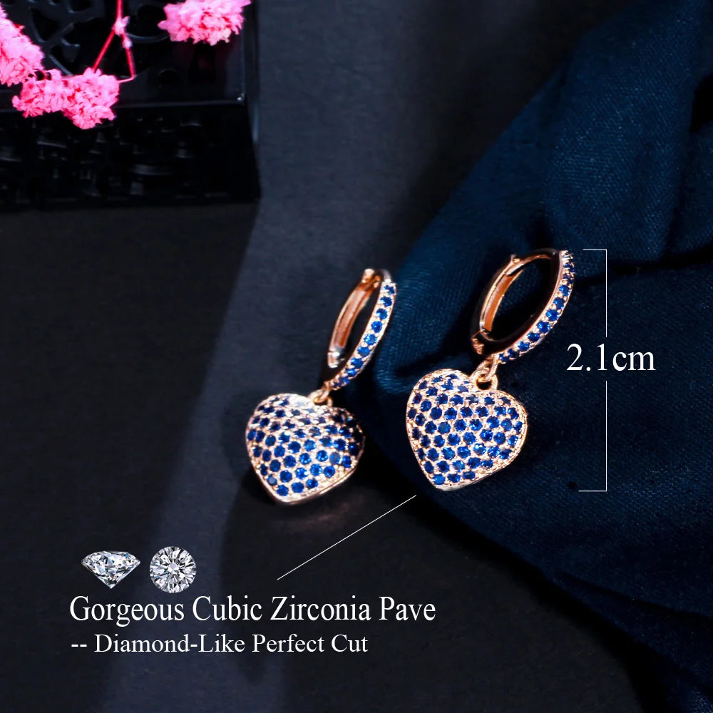 S&S CZ Heart Huggie Hoop Earrings – 18K Gold Plated – 4 Colours – Collection
