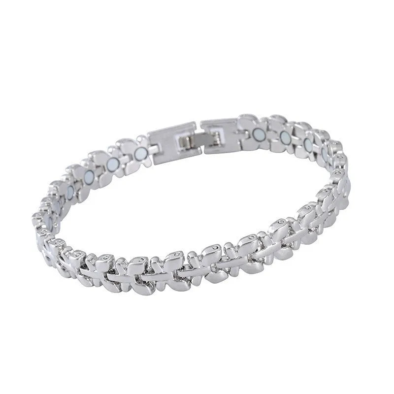 Euro-American Cross-border Hot-selling Magnetic Bracelet Stylish Luxury Lucky Clover Design Kevlar Natural Stone Single-Row