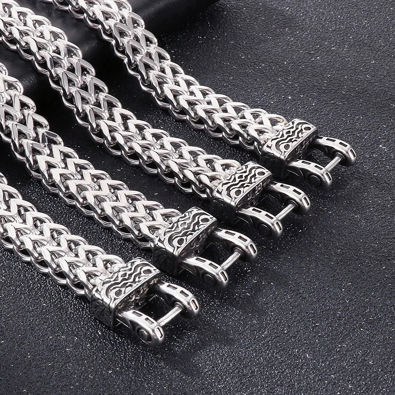 KALEN 220mm Men Punk Stainless Steel Snake/Eagle/Wolf Head Clasp Links Bracelet