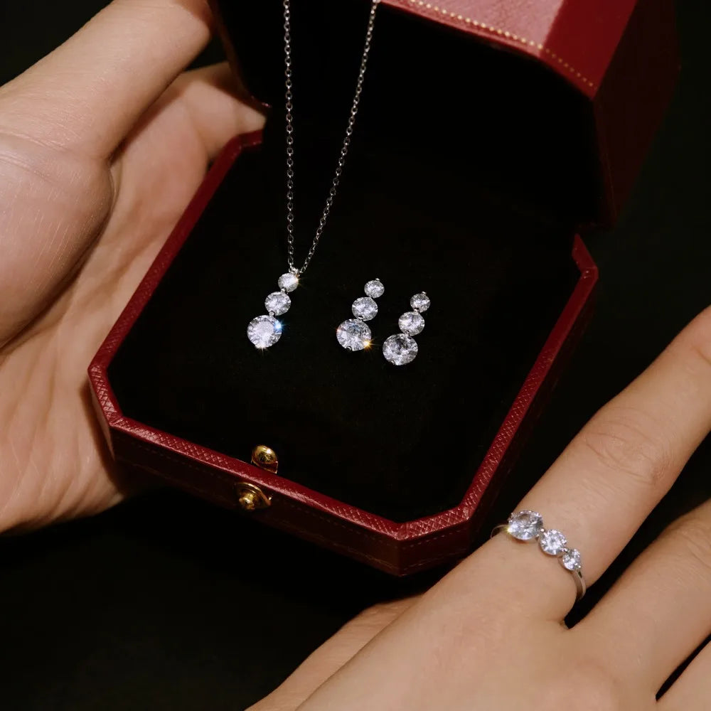 S&S 925 Silver Minimalist Jewellery Set | Necklace, Earrings & Ring