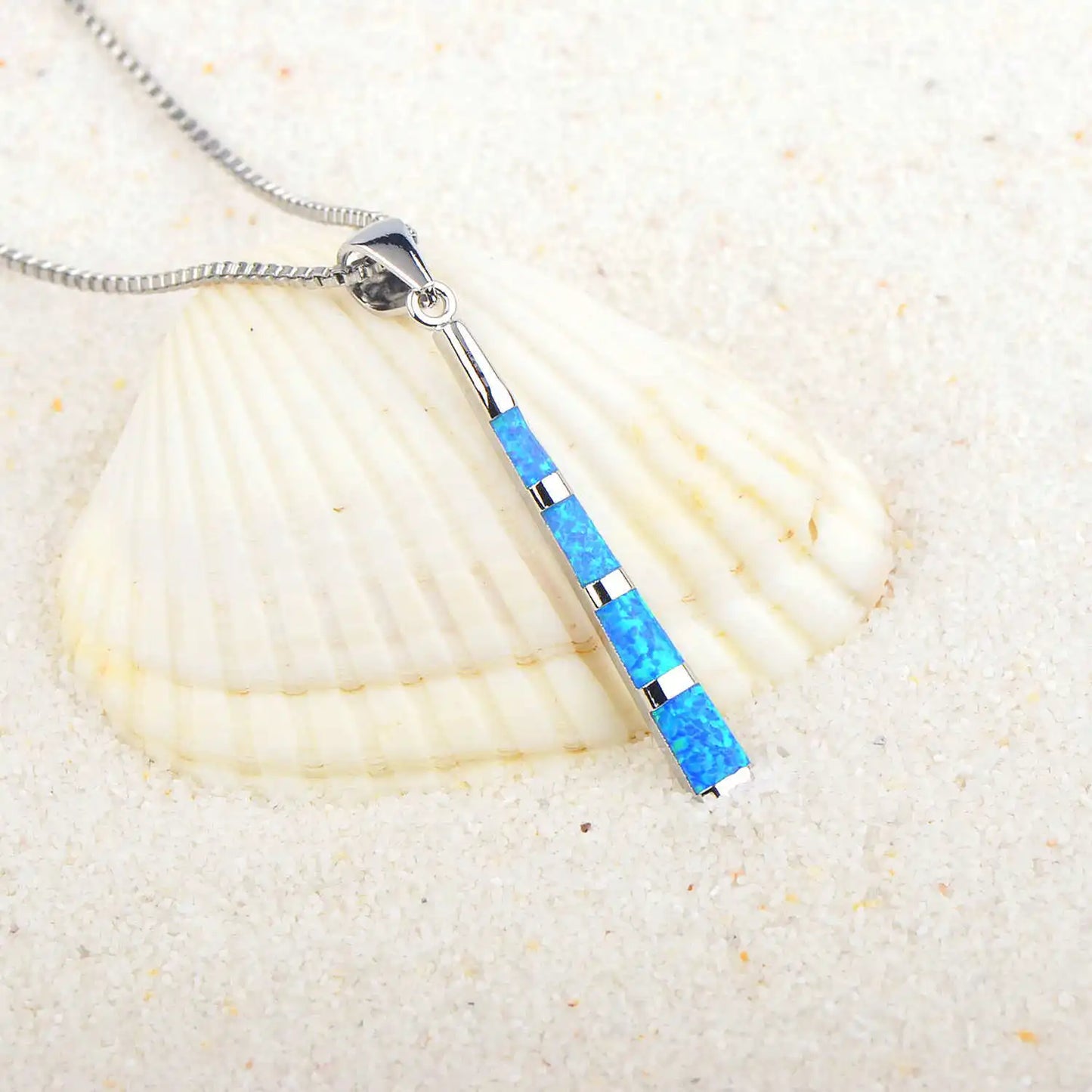 Aobao Blue Opal Baseball Bat Necklace Euro American Fashion Baseball Stick Pendant Stylish Jewelry Wholesale