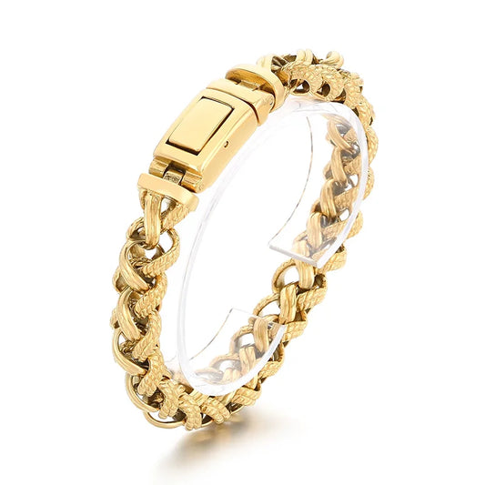 KALEN Gothic Fine Jewelry Fashion Bracelets Men Stainless Steel Twisted Links Bracelet Bangle