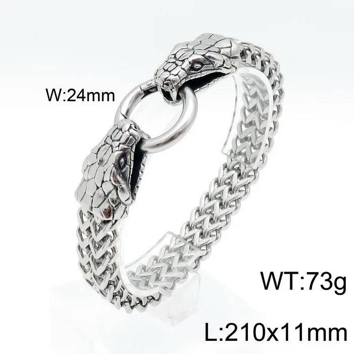 REBEL Punk Fine Jewelry Fashion Bracelets Men Stainless Steel Snake Bracelet Necklace