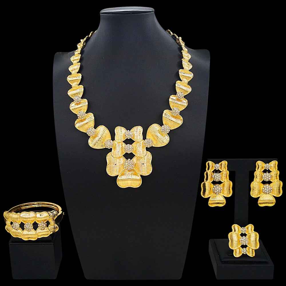 Zhuerrui Italiano Gold Designs Women Jewellery Set Party Fine Costume Jewelry Set Luxury Big Necklace Jewellery Sets I008520