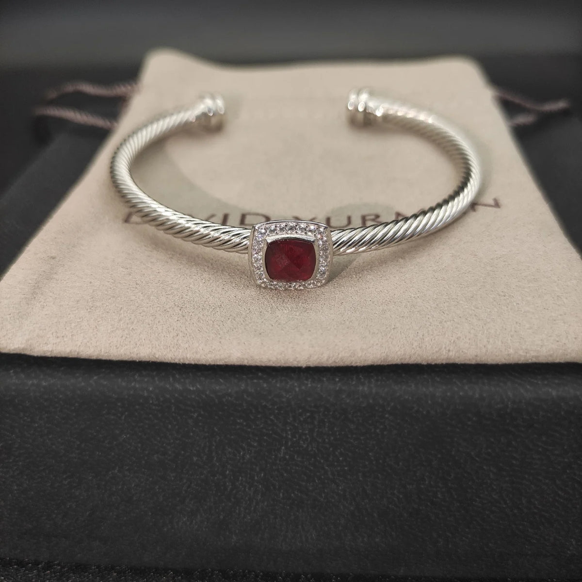DY High-Quality Silver-Plated 4mm Square Diamond Bracelet, Fashionable Colored Diamond Bracelet, Jewelry Wholesale