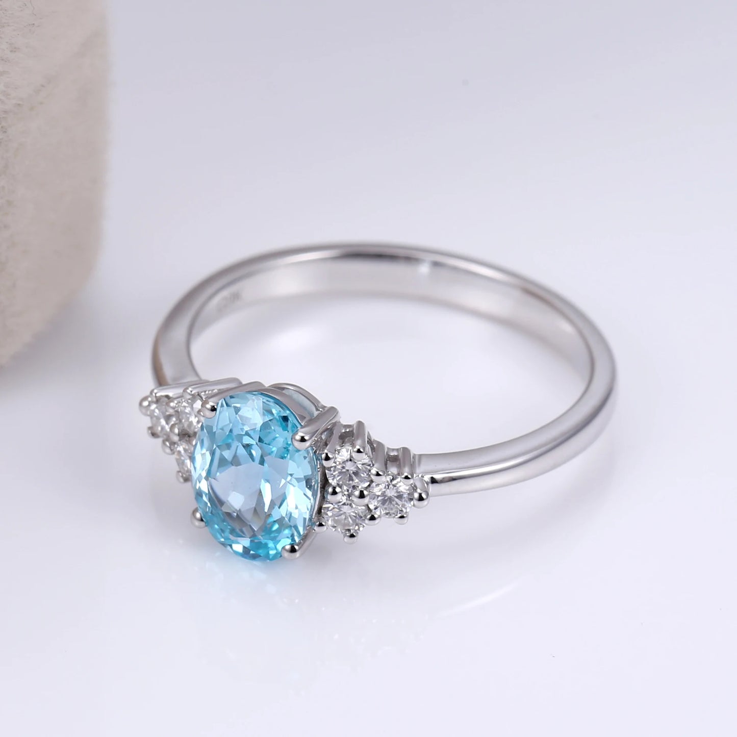 Messi Jewelry  MSR-1087 9K Gold Lab Aquamarine Fine Jewelry Rings for Women