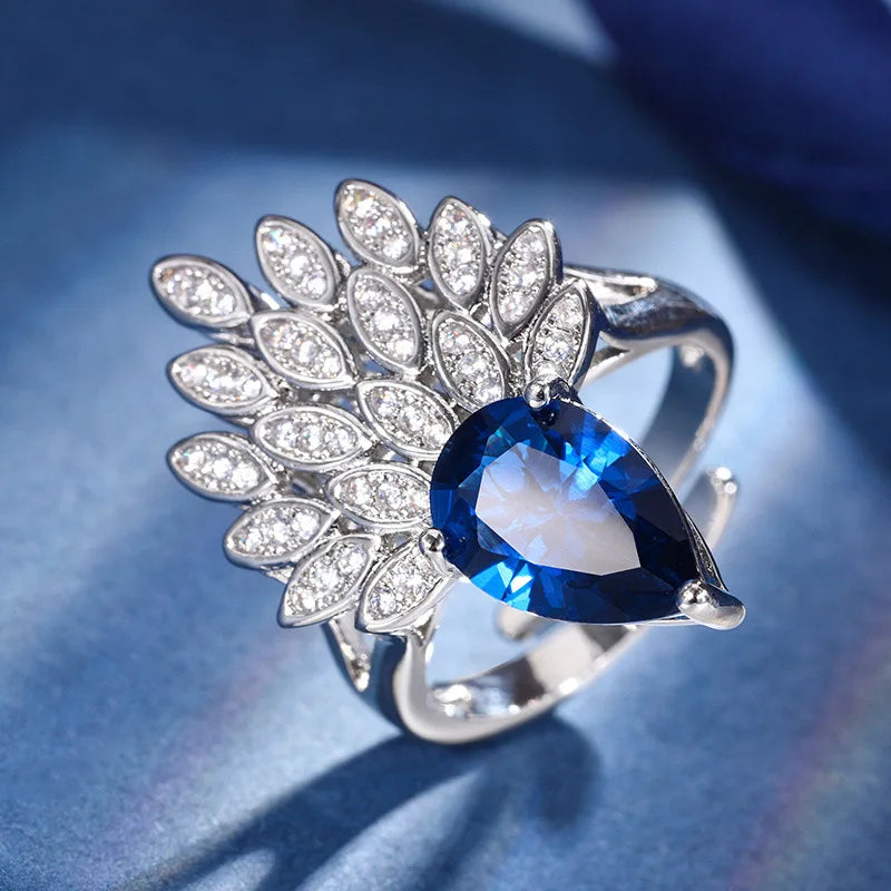 Gemfiori European and American New Luxury Zircon Set Pendant Ring Jewelry High-end Temperament Banquet Bride Accessories