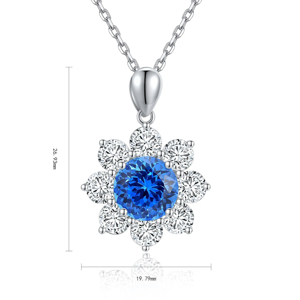 Gemfiori Anster 925 Sterling Silver High-quality Cultivated Cobalt Spinel Necklace - Suitable for Parties or As a Gift