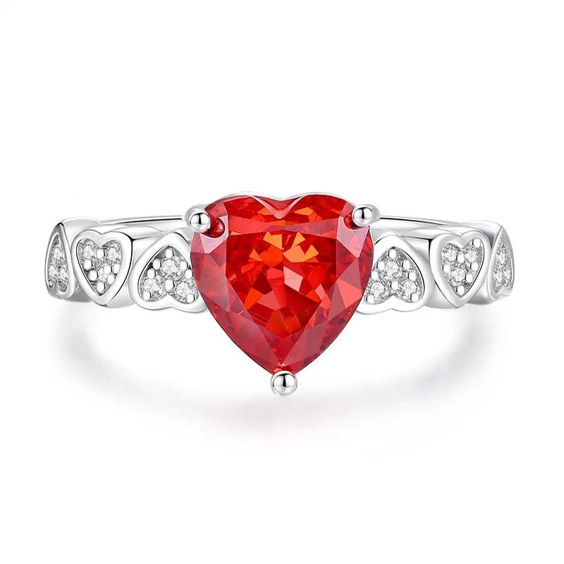 Wholesale Custom 925 Sterling Silver Ruby Rings Women Anniversary Wedding Red 5A 8A Zirconia Rings Jewelry Supplier Manufacturer