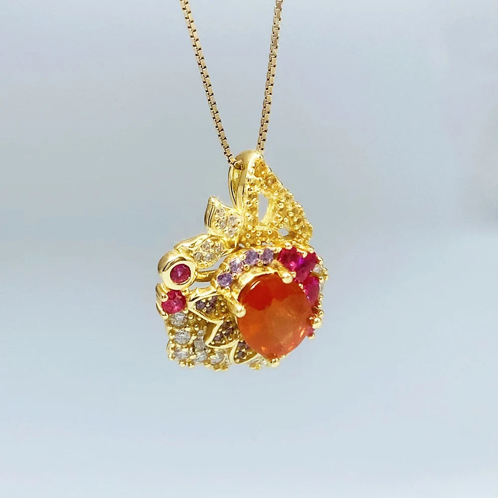 Gioiellieri Natural Fanta Garnet Pendant S925 Sterling Silver Necklace for Women Fine Jewelry January Birthstone Anniversary Gift Orange