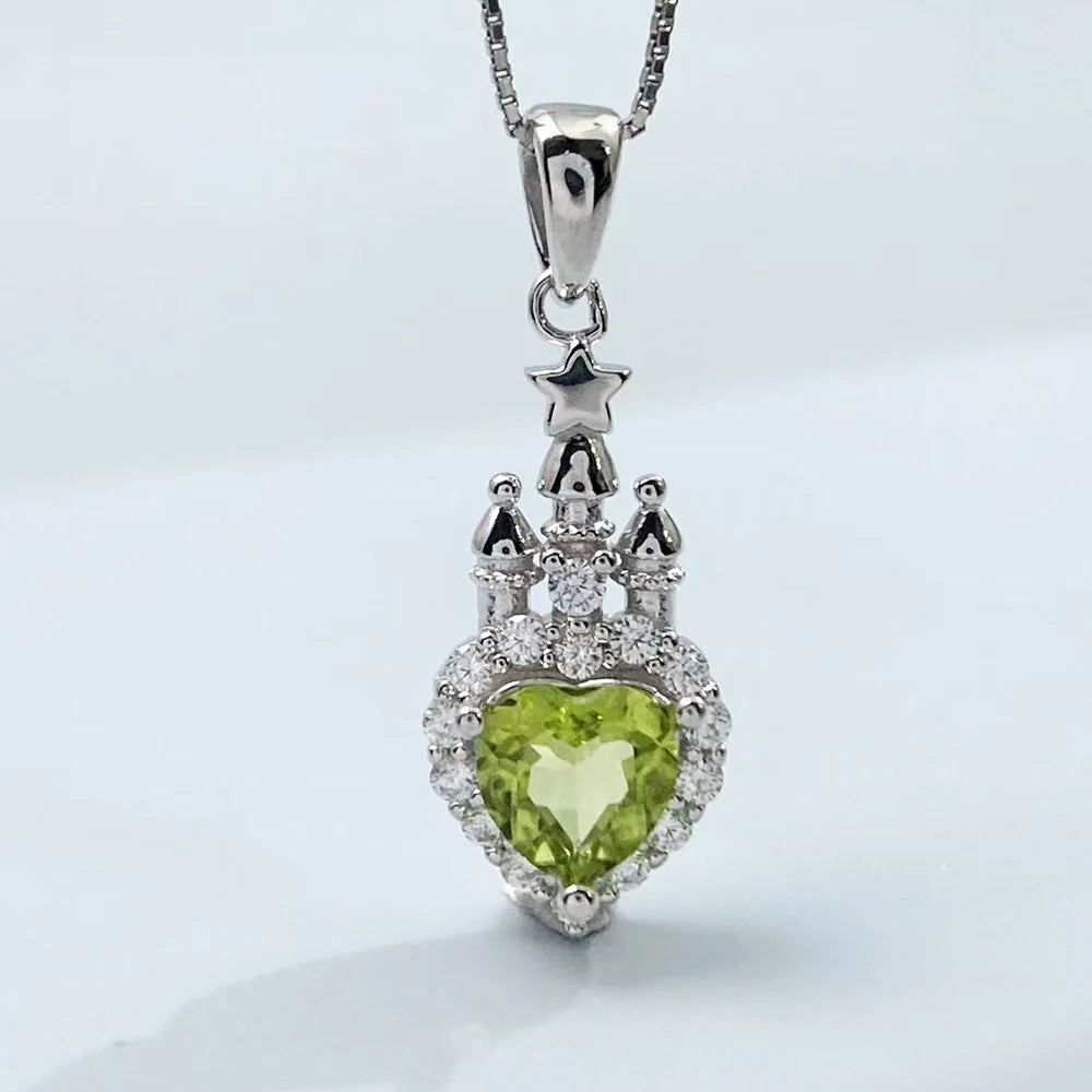 Gioiellieri Green Peridot Necklace with S925 Sterling Silver for Her Natural Gemstone Pendant Jewelry Fashion Accessories Anniversary