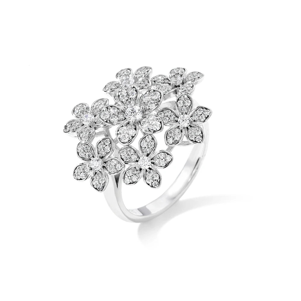 MuShan Jewelry Factory S925 Sterling Silver Ring High End Women Electroplated Gold High Carbon Diamond Jewelry