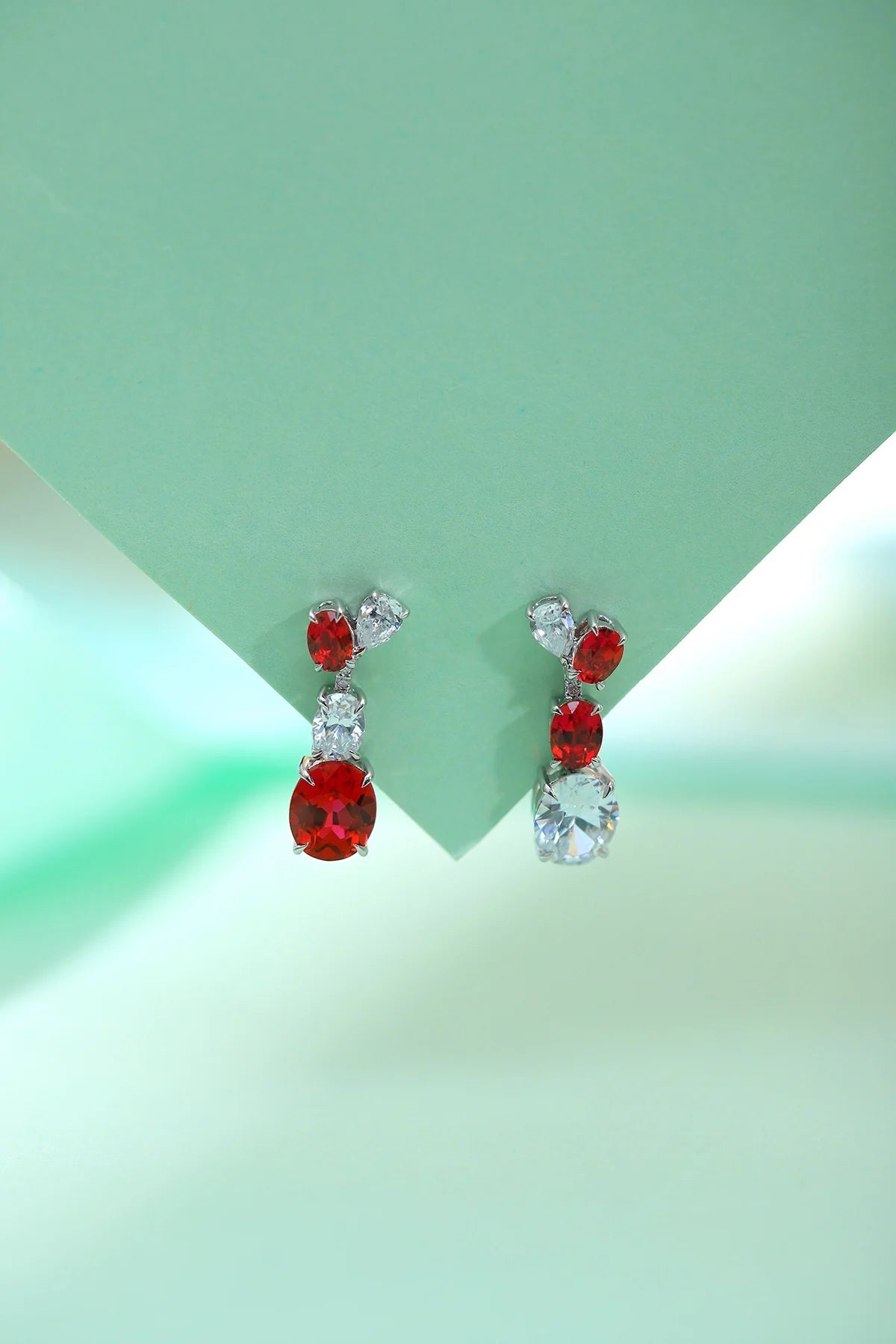 Gemfiori Anster High Quality S925 Lab Grown Ruby Earring Stud Dainty Gemstone Stud Earrings for Women Daily Wear Gift