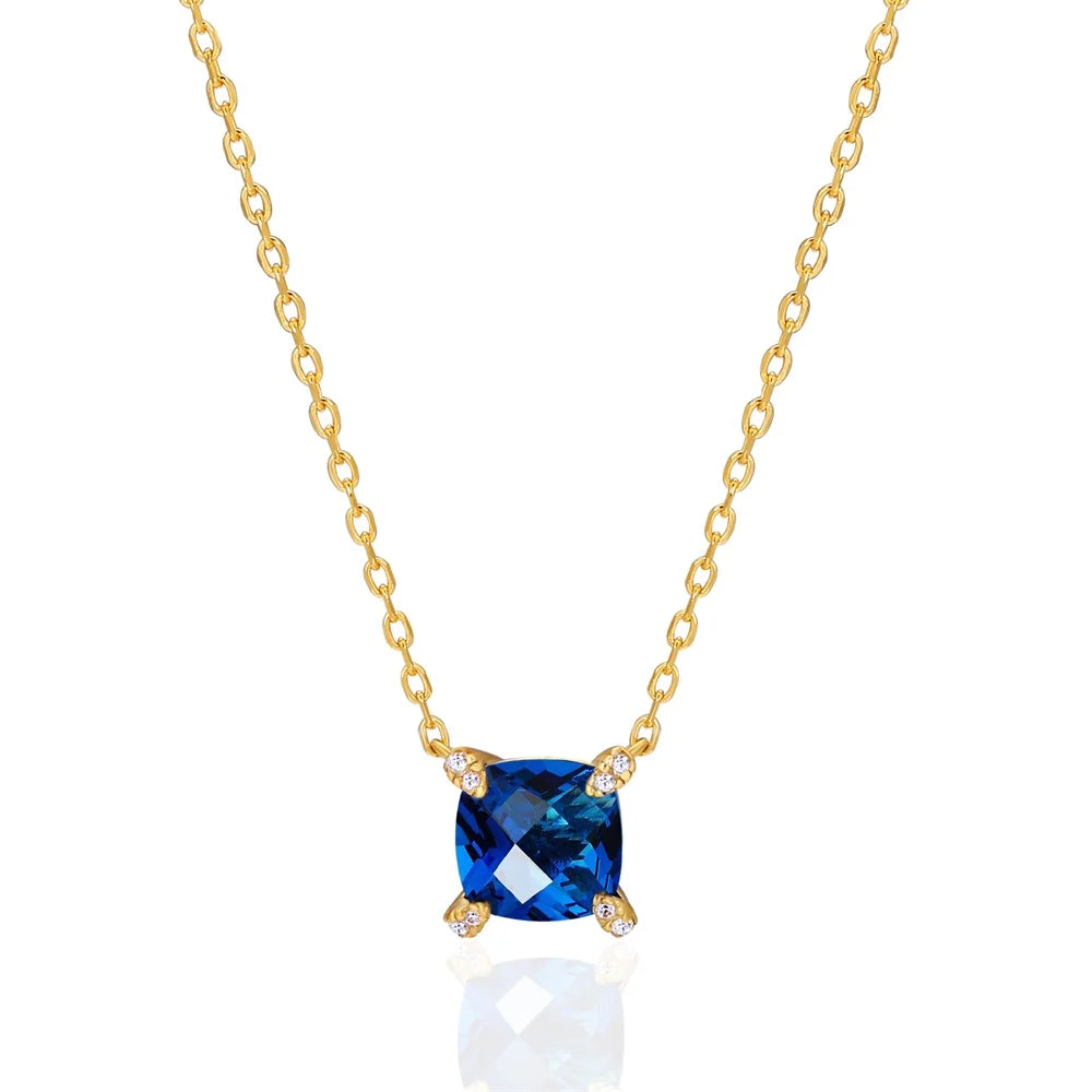 ArtistA KRKC 5A Zircon 18K Real Gold 925 Sterling Silver Diamond Pendant Birthstone Necklaces for Women