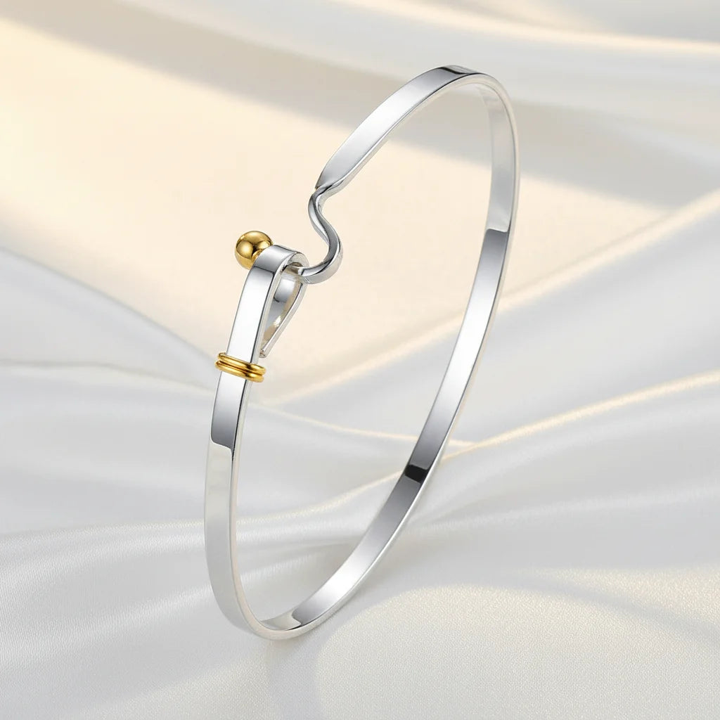 REBEL Simple Fish bracelet, Geometric Inlay, Silver-Glossy Fashionable Jewelry