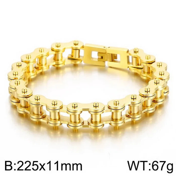 KALEN Shiny Bicycle Chain Stainless Steel Charm Necklace Mens Bracelets