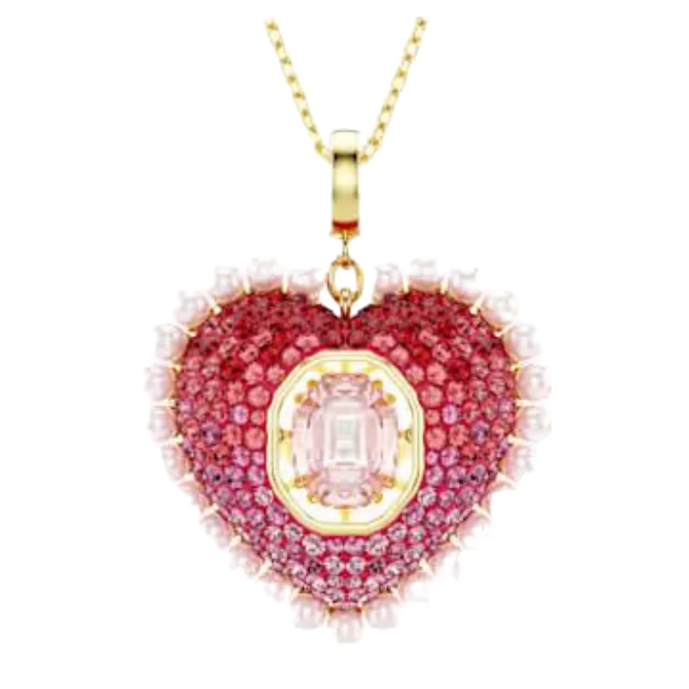 S&S Dainty Love Heart Pendant Necklace, Cubic Zirconia Key Interlocking Necklace Romantic Gift for Her