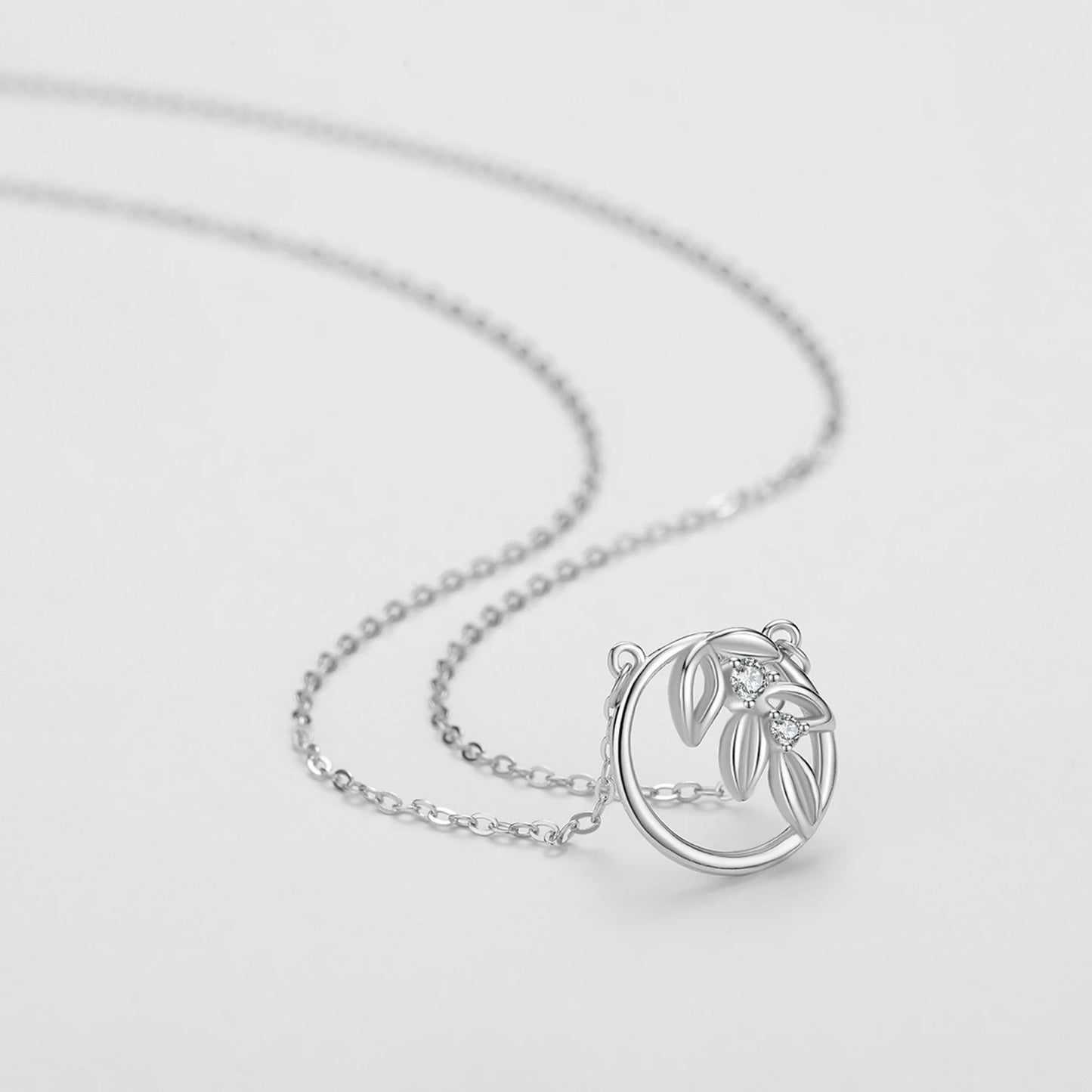 Ailmay 925 Sterling Silver Spring Tree Leaf Leaves Dangle Pendant Necklace Earrings For Women Girl Dazzling CZ Fine Jewelry