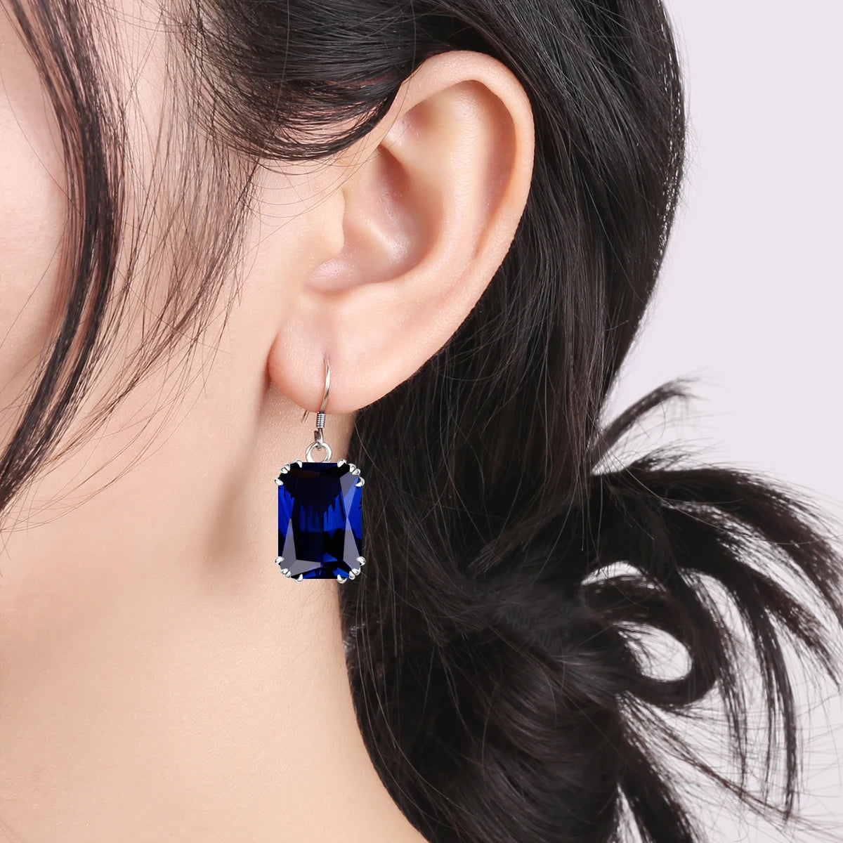 ArtistA Sapphire Blue Stone Zircon Crystal Sterling Silver Jewelry Sets for Women Retro Crown Ring Pendant Earring for Party Engagement