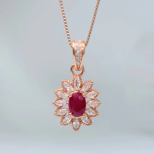 Gioiellieri Ruby Pendant with Natural Red Gemstone for Women 925 Sterling Silver July Birthstone Fine Jewelry Romantic Anniversary Gift