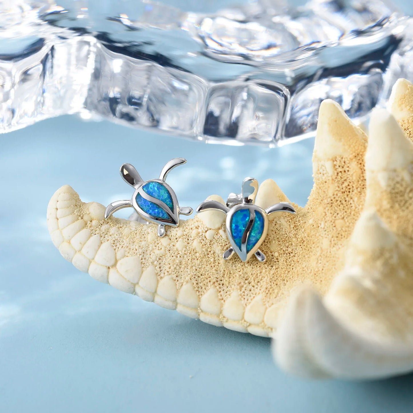 Aobao Water Drop-shaped Alloy Sea Turtle Earrings
