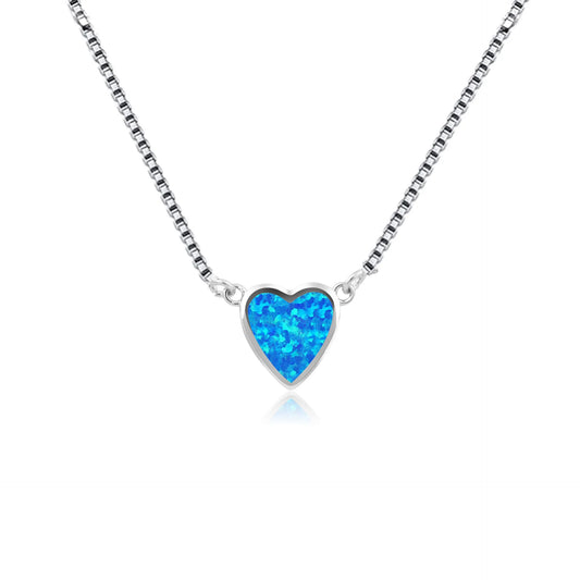 Aobao Christian Gratitude Opal Necklace Mother's Day Heart Inlaid Pendant Link Chain Fashion Jewelry Wholesale Bestseller