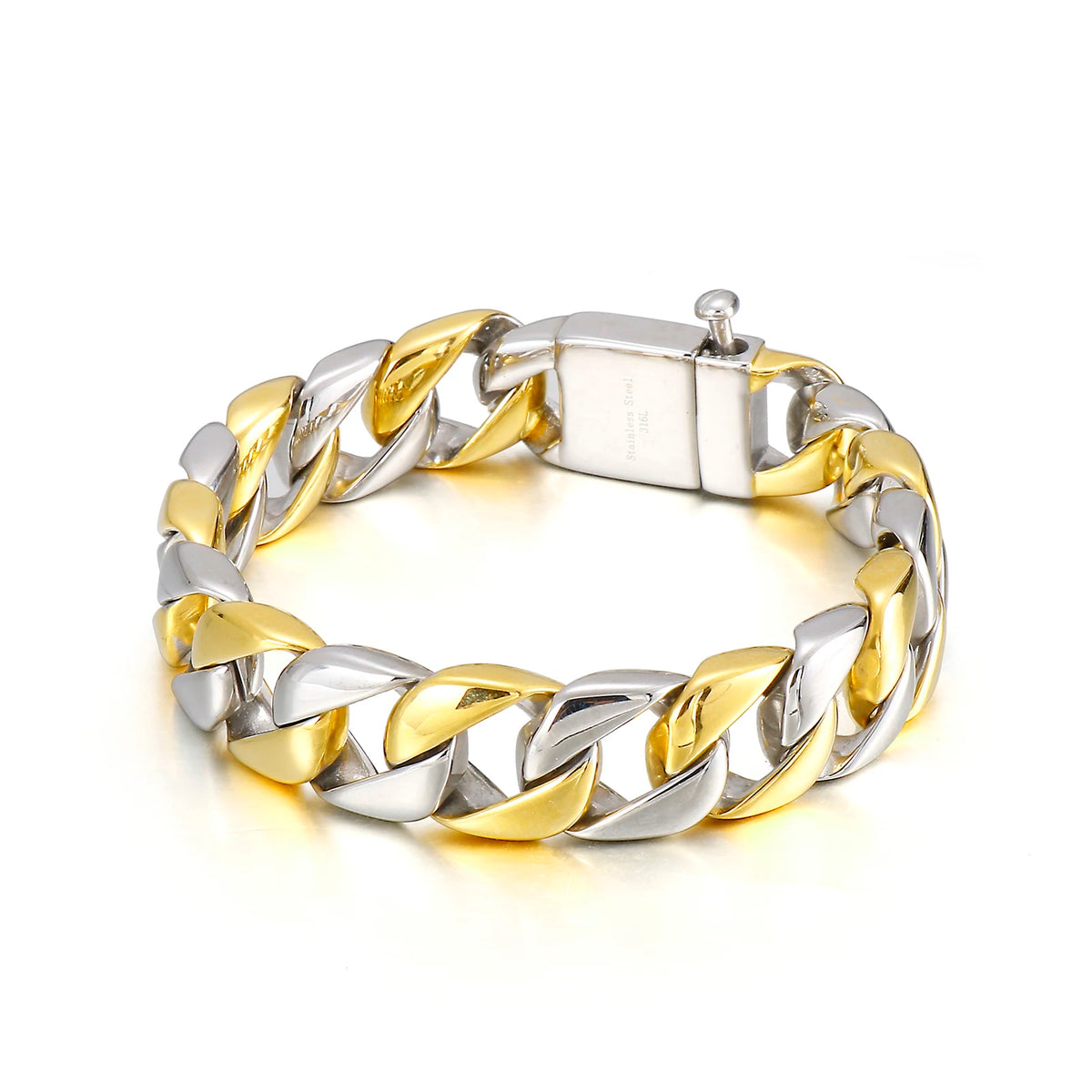 KALEN Punk Fashion Stainless Steel Gold Plated Jewelry Male Bracelet