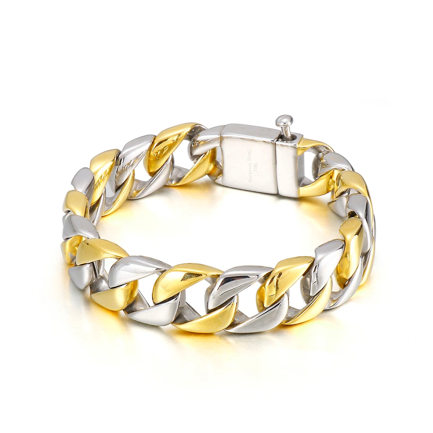 KALEN Punk Fashion Stainless Steel Gold Plated Jewelry Male Bracelet