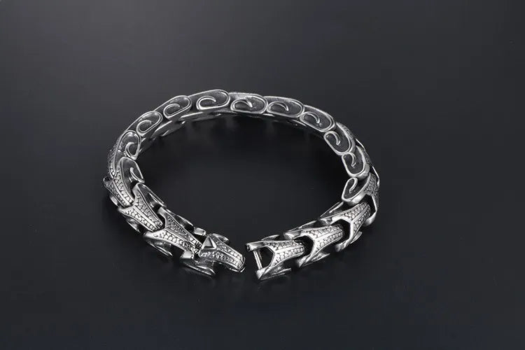 REBEL VIKING Snake Link Chain Bracelet – 11mm Silver Stainless Steel