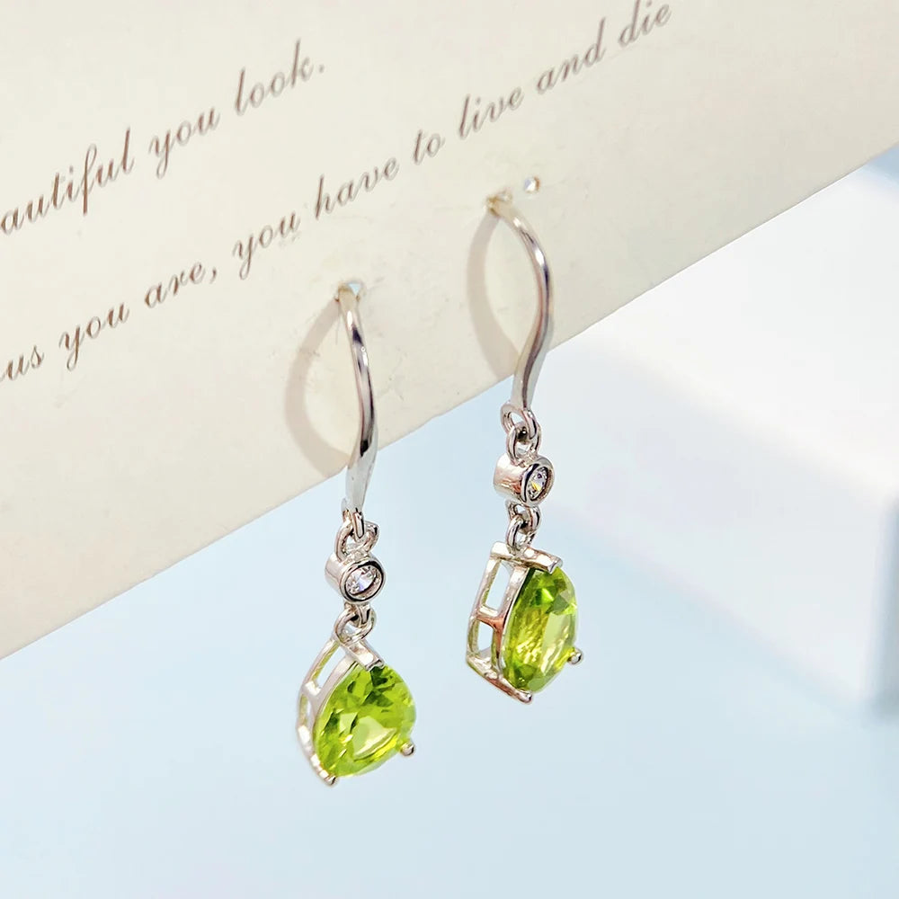 Gioiellieri Natural Peridot Stud Earrings S925 Sterling Silver 925 Jewelry for Women Fine Jewelry Wedding Gift Fashion Accessories Gemstones