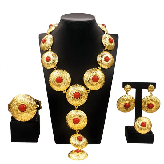 Zhuerrui Italian Gold Plated Jewelry Sets High Quality Brazilian Gold Jewelry Set Necklace Bracelet Chain Jewelry Set H00509
