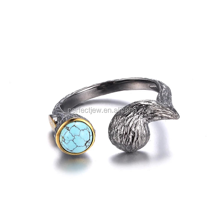 Luxury Adjustable Recycled Nature Turquoise Jewelry Ring