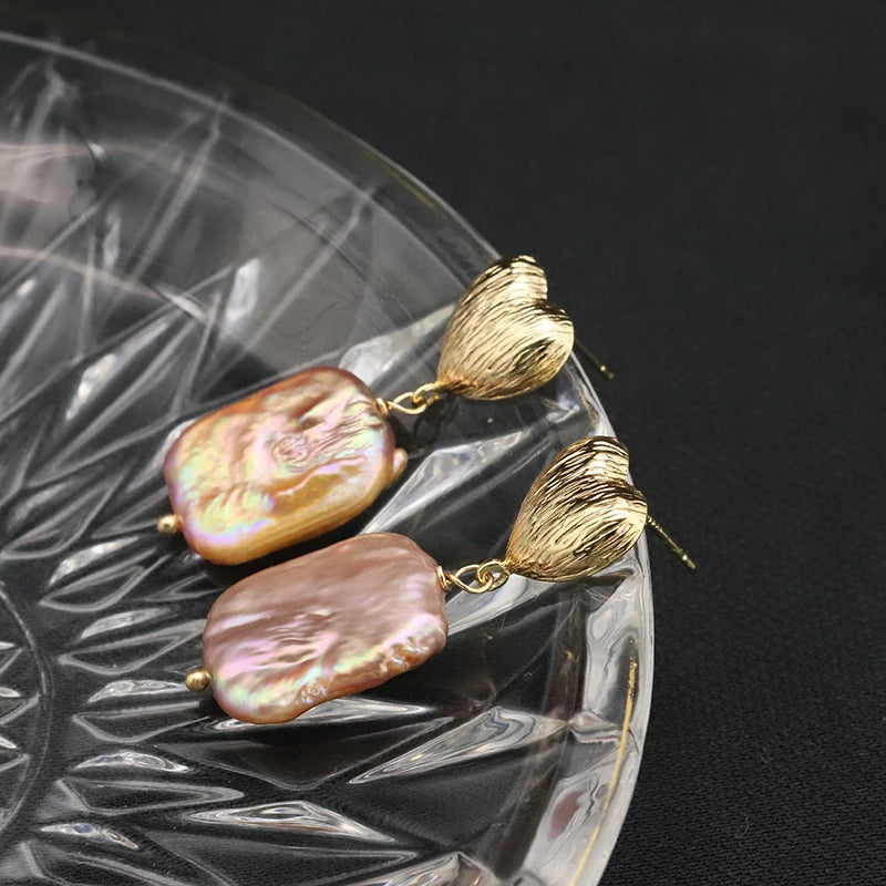 New Jewelry Natural Freshwater Baroque Pearl  Earrings 18K Gold Plated Jewelry Korean Designer Jewelry Earrings Wholesale Bulk