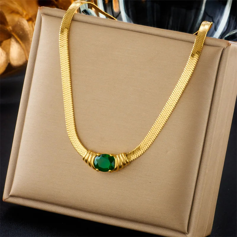Gold Crystal Disc Chain Necklace & Bracelet Jewellery Set | Sleek Luxury Fashion Set