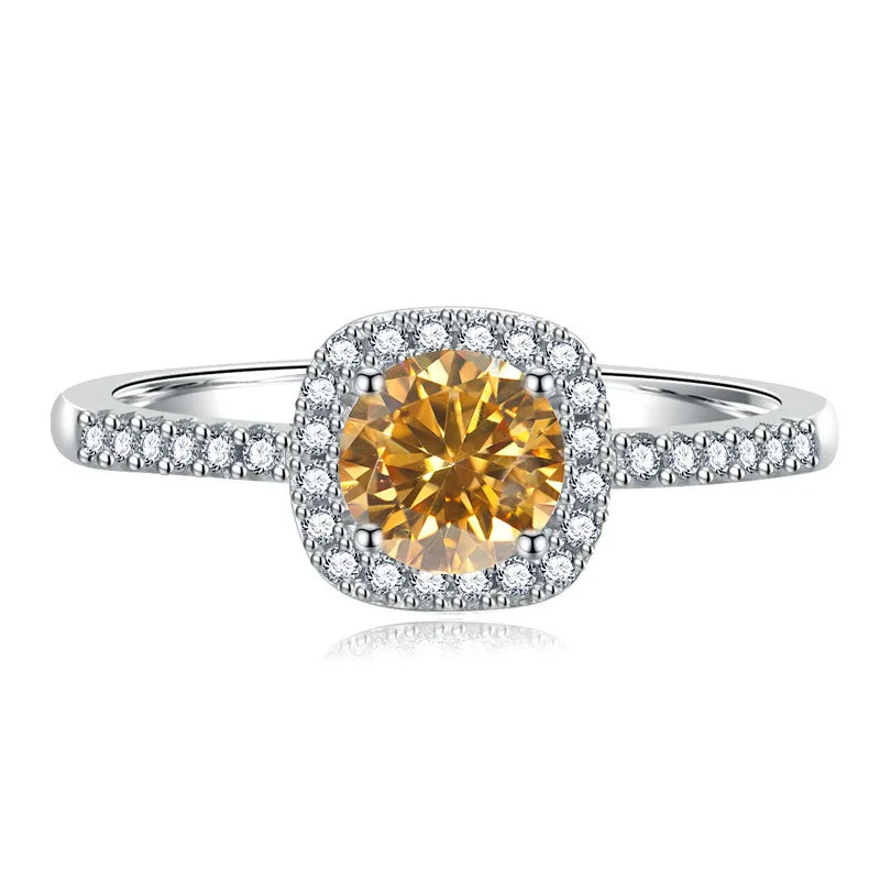Colorful 0.5-2CT Round Brilliant Cut Loose Moissanite Set in 925 Sterling Silver Ring for Women Fashion Fine Jewelry Gift