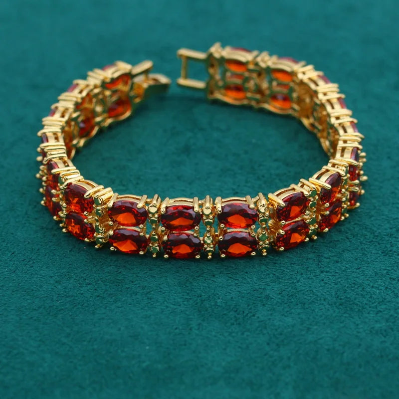 XOTICA 18K Gold Plated Zirconia Beaded Bracelets Trendy Alloy Jewelry with Zircon Main Stone for Women's Wedding Engagement