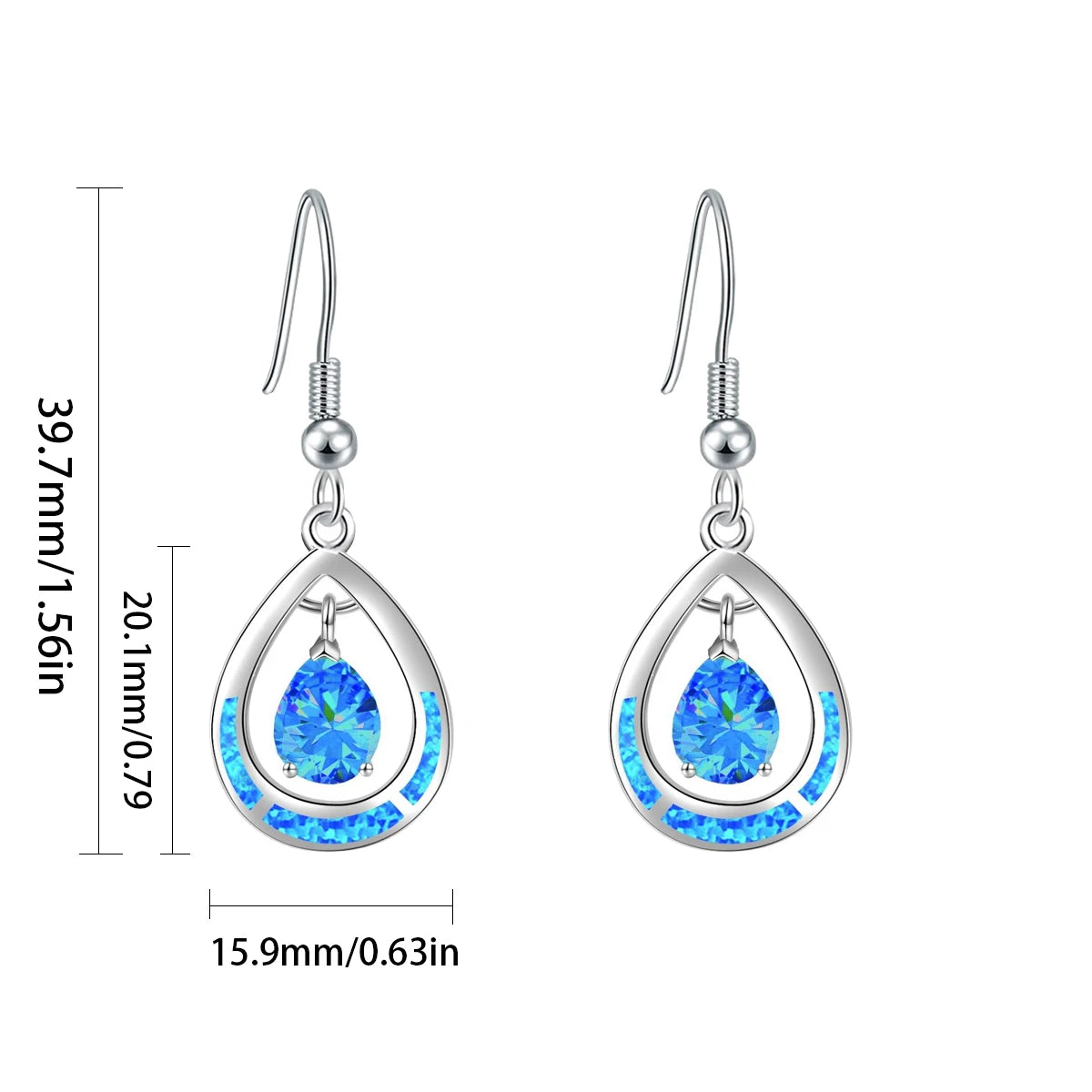 Gilded Teardrop Opal Drop Earrings - Iridescent Multi-Color Opal Inlaid | Retro-Chic Jewelry Bulk Gifts