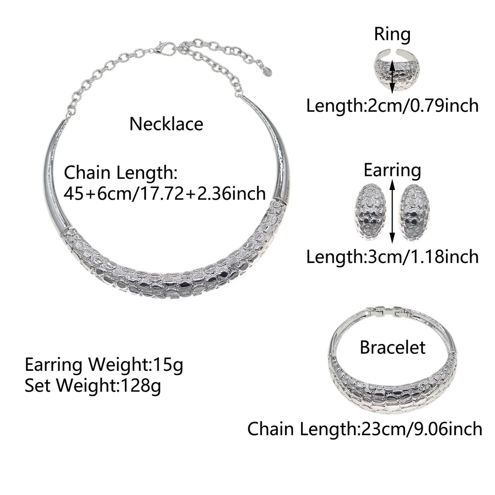Italian Jewelry Set Alloy Brazilian Jewelry Sets Wedding Party Pendant Spiral Necklace Bracelet Ring Earrings Jewelry HV21091035