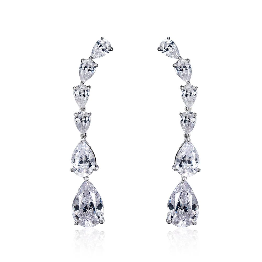 Gemfiori Messi Customization 18K White Gold CVD HPHT Pear Lab Grown Diamond Jewelry Earring Necklace Bracelet Ring Set